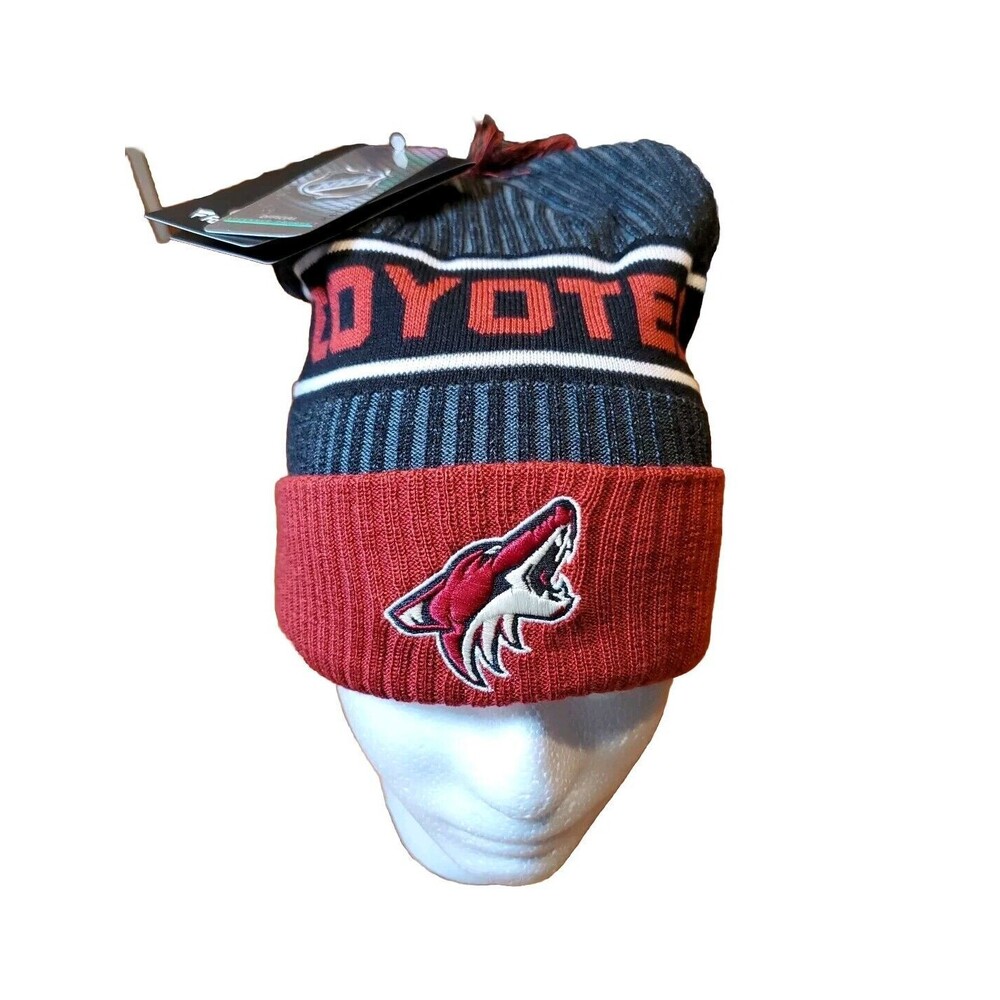 NWT Fanatics Pro Team NHL Arizona Coyotes Adult Cuffed Knit Beanie Pom Logo